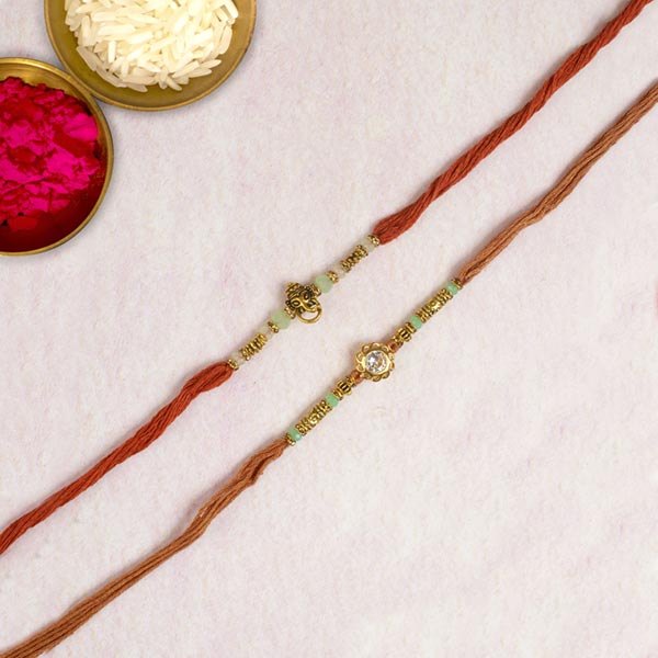 Elegant Ganesha Diamond Rakhi Set For UK