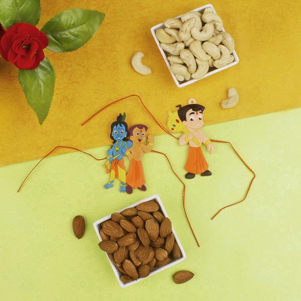 Two Kids Rakhi with Dry Fruits For UK