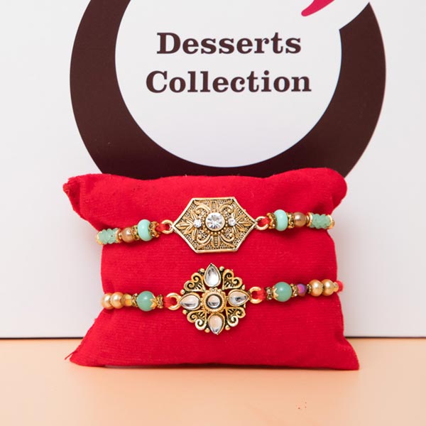 Phenomenal Kundan Rakhi Set with Famous Desert Collection For UK