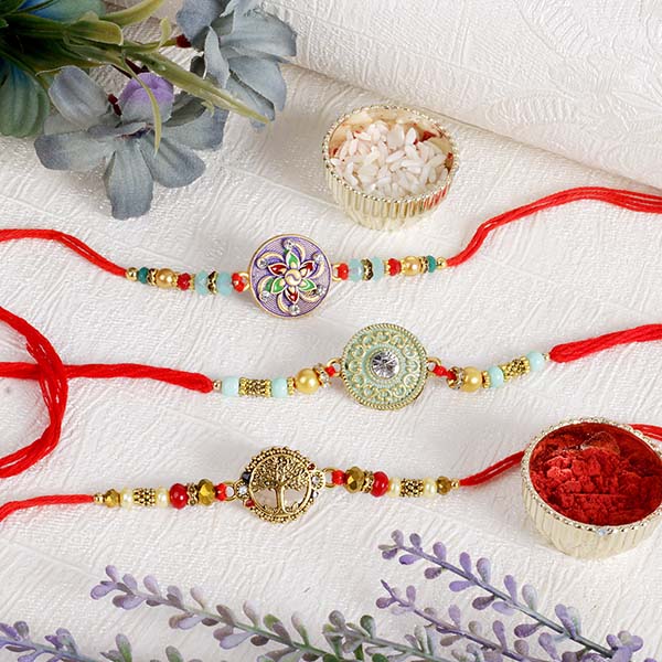 Three Floral Rakhi Set