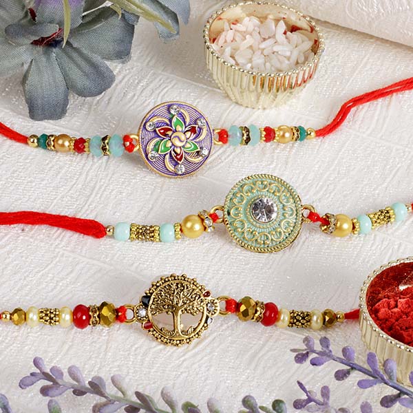 Three Floral Rakhi Set