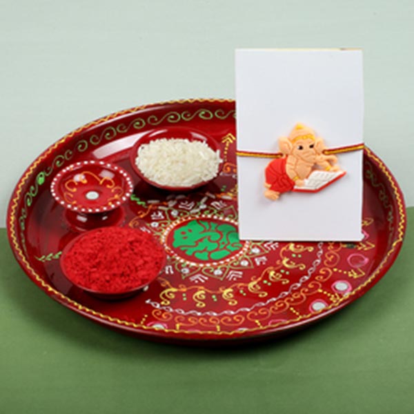 Ganesha Kids Rakhi with Puja Thali For UK