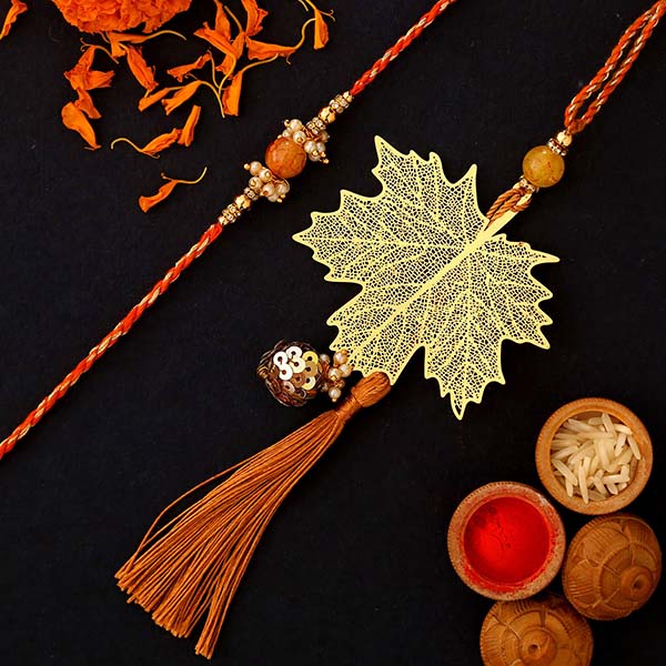 Maple Leaf Modern Design Lumba Rakhi Set - Dubai