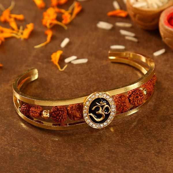 Om And Rudraksha Bracelet Style Rakhi - Dubai
