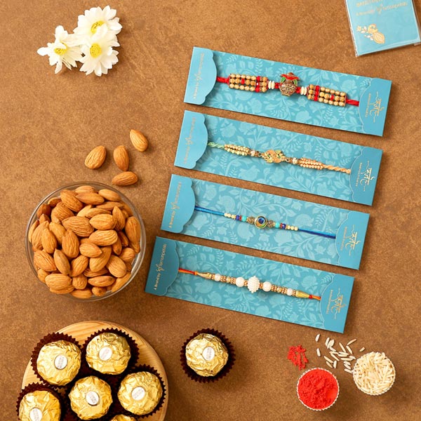 4 Traditional Rakhis & Ferrero Rocher Hamper