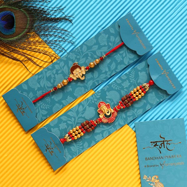 Multcoloured Ganesha Rakhi & Ganesha Face Kids Rakhi