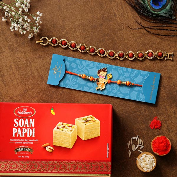 Rudraksha & Kids Rakhis With Soan Papdi