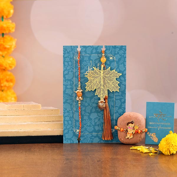 Maple Leaf Lumba Rakhi Set & Bal Hanuman Rakhi