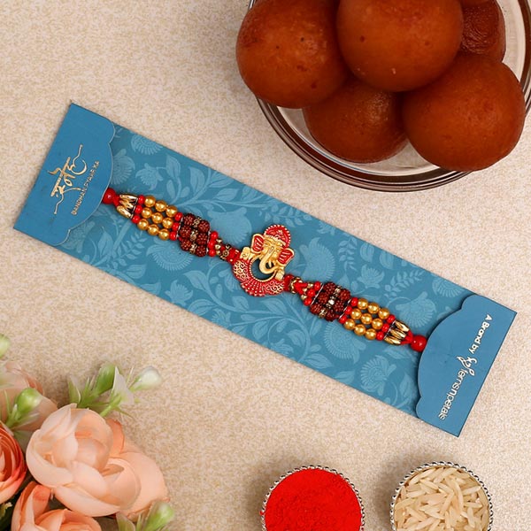 Multicoloured Lord Ganesha Rakhi & Gulab Jamun
