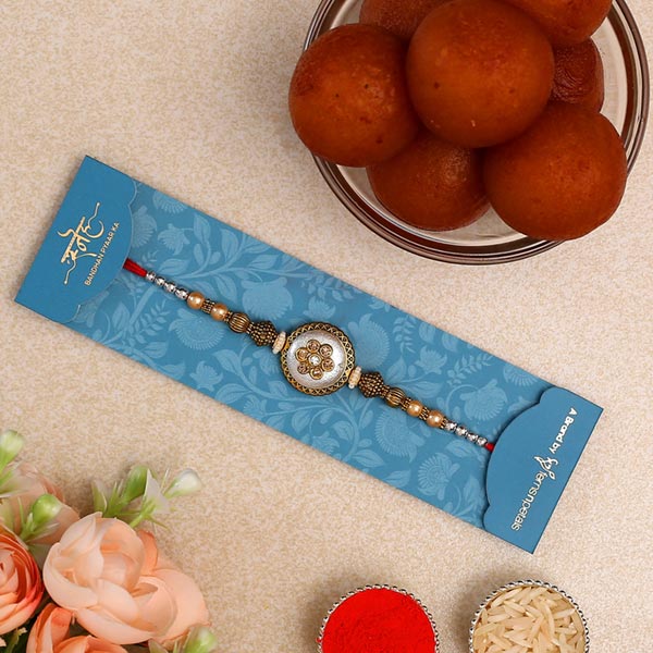 Ethnic Designer Rakhi & Gulab Jamun Tin