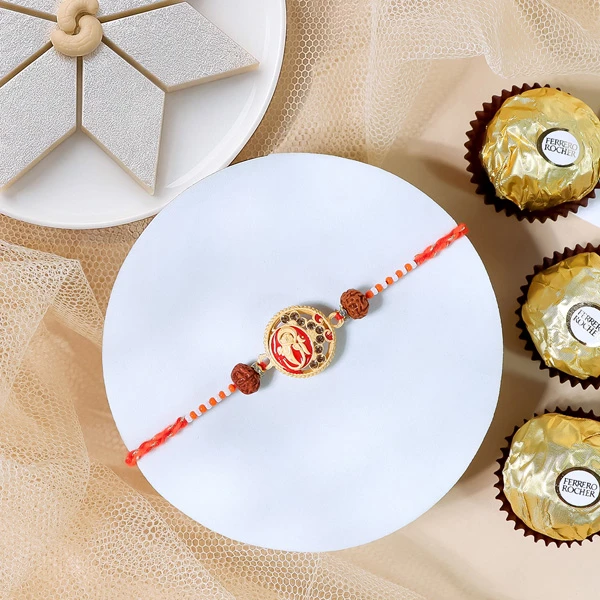 Ganesha Rakhi Kaju Katli & Ferrero Combo