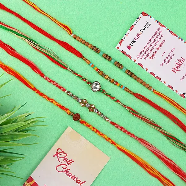 Fascinating Fancy Beads Five Rakhi Set