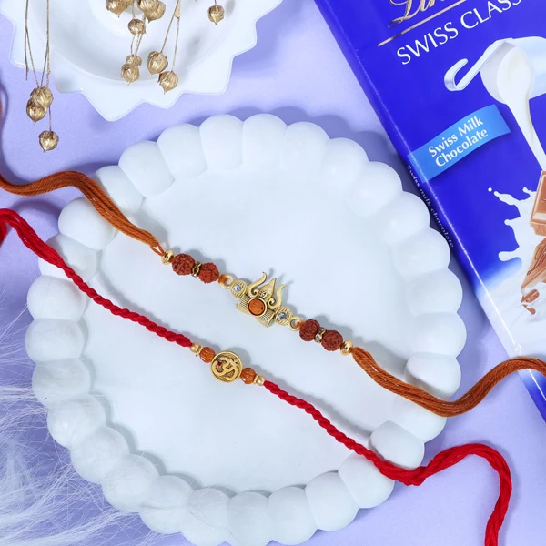 Aum & Trishul Rakhi Lindt Gift Set