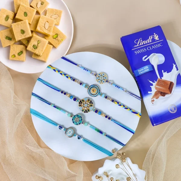 Pleasing Five Rakhi Set Family Hamper