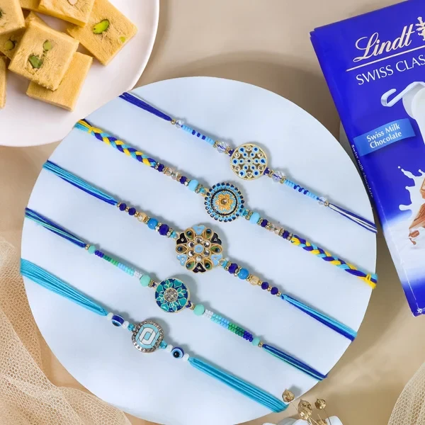 Pleasing Five Rakhi Set Family Hamper