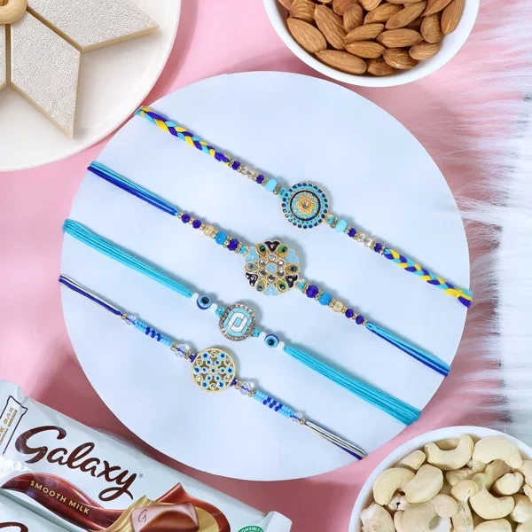Graceful Set of 4 Rakhi Gift Hamper