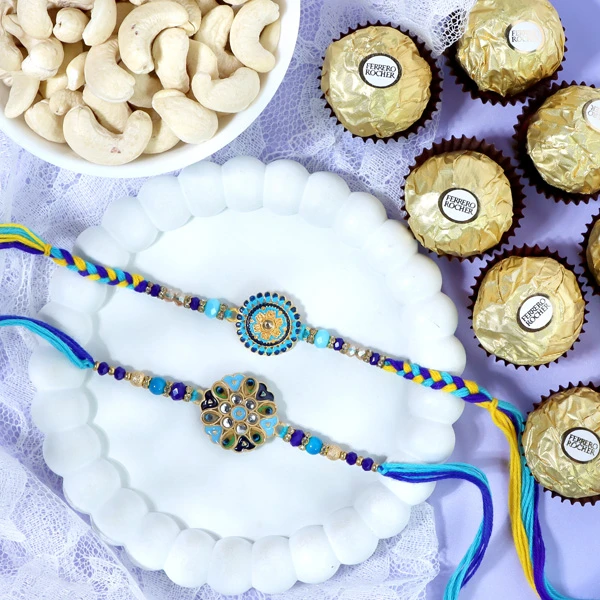 Floral Rakhi Chocolate & Cashew Gift Combos