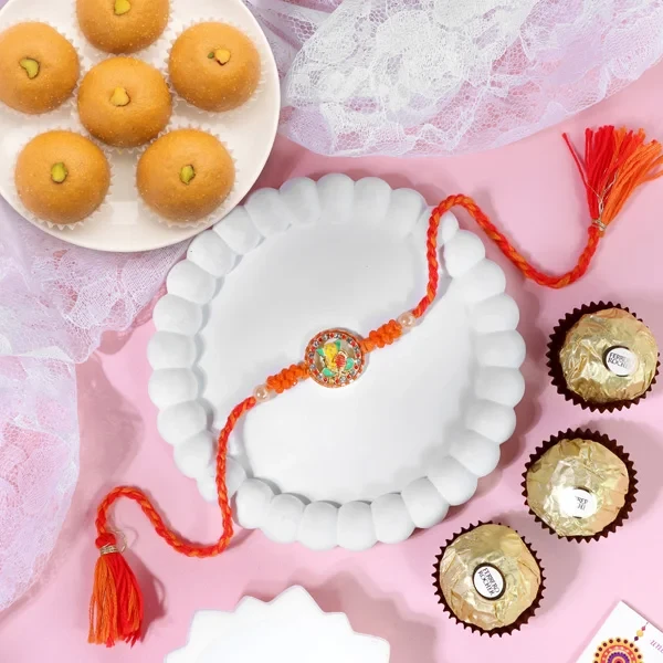 Ganesha Rakhi Beasn Ladoo Hamper