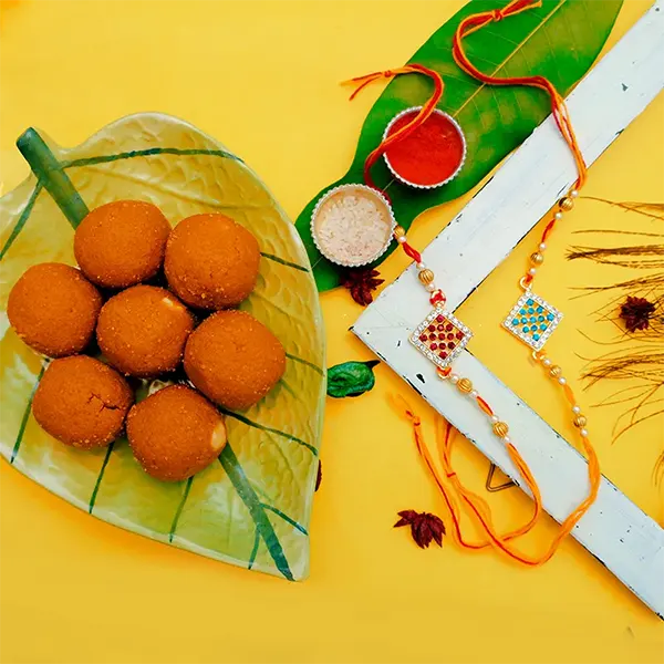 Laddoo With Set Of 2 Rakhis