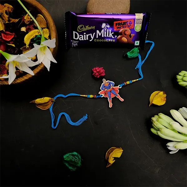 Superman Rakhi with Dairy Milk