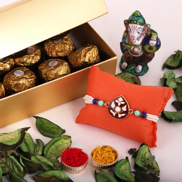 Etched Stone Rakhi and Ferrero