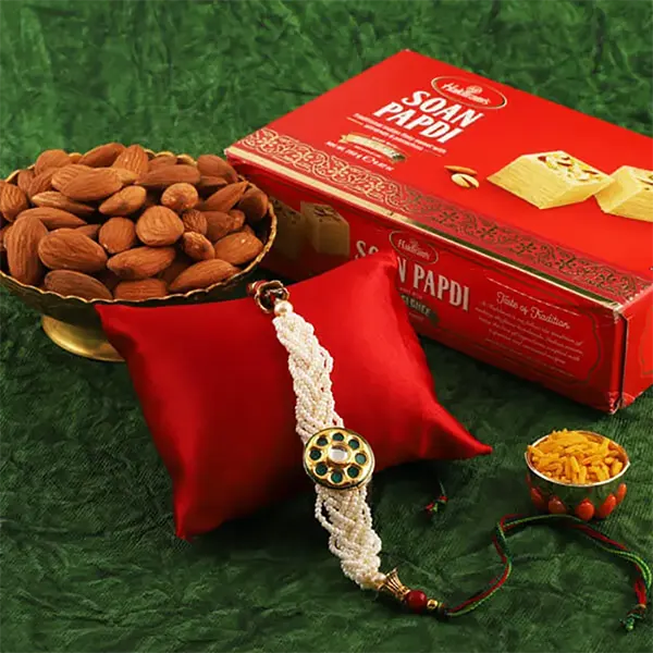 Royal Rakhi with 250gm Soan Papdi and 100gm Almond for USA