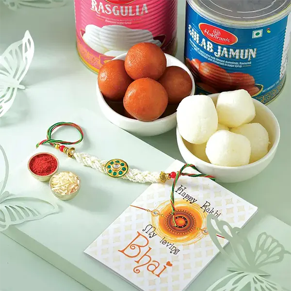 Royal Rakhi with Rasgulla and Gulabjamun for USA Brother