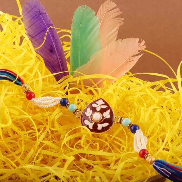 Etched Red Stone Rakhi