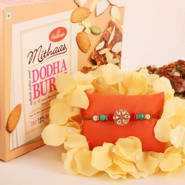 Simply Elegant Floral Rakhi & Dhodha - USA