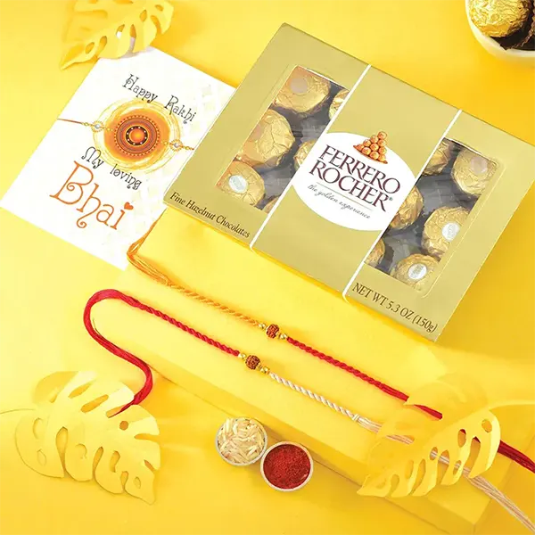 Beloved Rakhi Set with 12pc Ferrero Rocher for USA