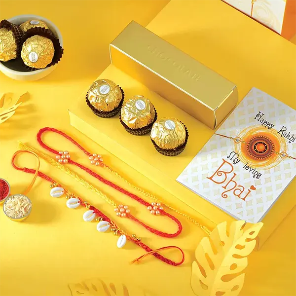 Rakhi Pair with 3pc Ferrero Rocher for USA Brother