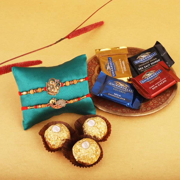 Ghirardelli Ferrero Peacock Rakhi Set