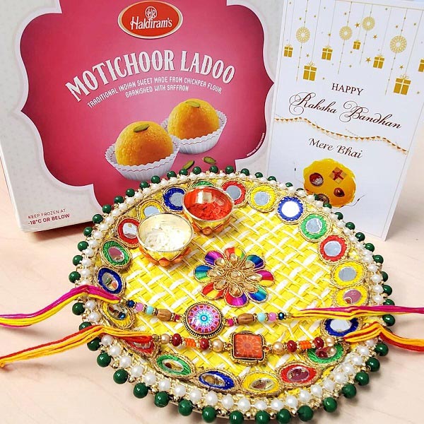 Ethnic Rakhi with Motichoor