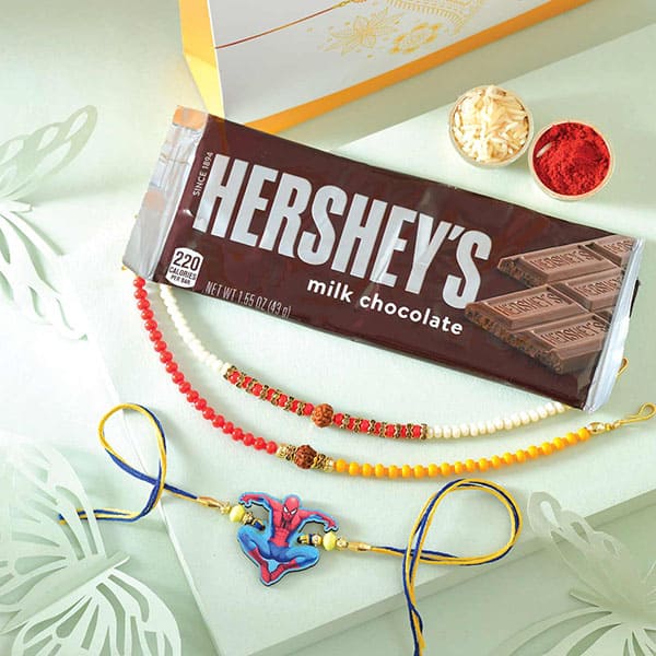 Sleek Rakhis and Kids Rakhi with Hersheys