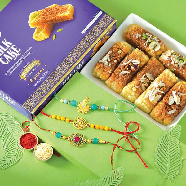 MilkCake with Triple Rakhi