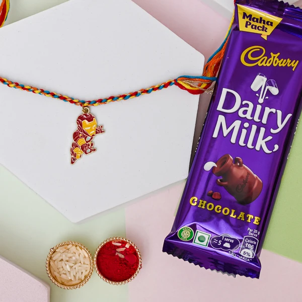 Iron Hero Rakhi with Cadbury Dairy Milk