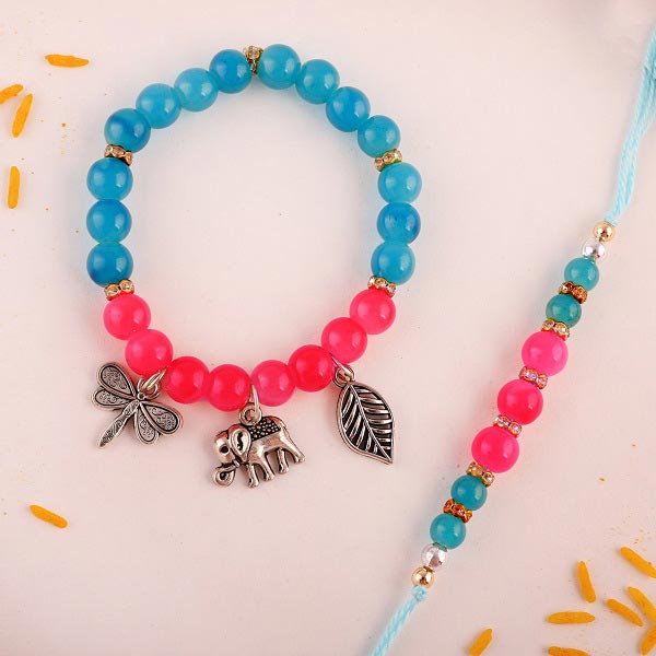 Pink Blue Bhaiya Bhabhi Rakhi