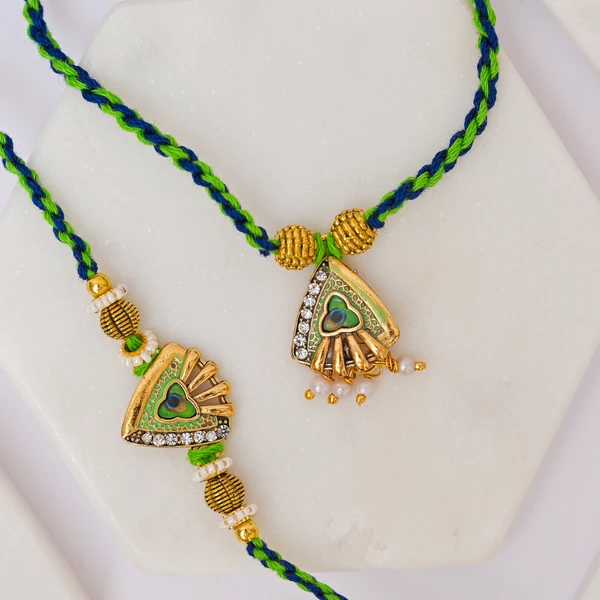 Peacock Rakhi Set with Gulab Jamun