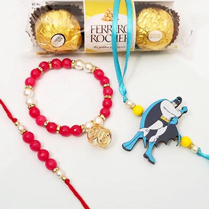 Charming Bhaiya Bhabhi & Batman Rakhi with FR 3 pcs