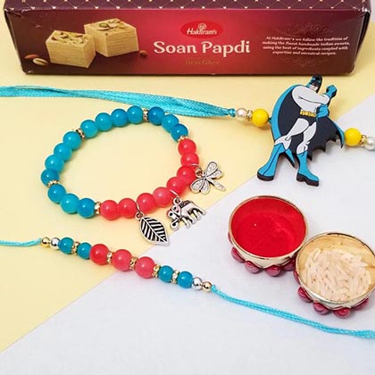 Family Rakhi Pack with Soan Papdi