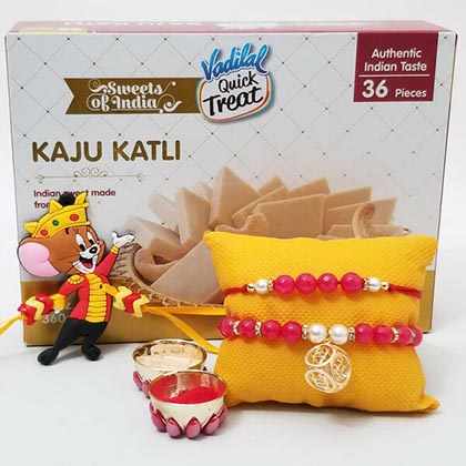 Charming Bhaiya Bhabhi & Jerry Rakhi with Kaju Katli