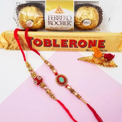 2 Beaded Rakhis & Chocos