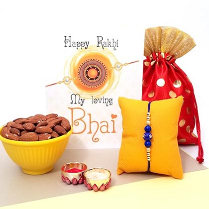 Studded Beads Rakhi with Almonds