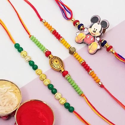 Mickey & 3 Rakhi Set