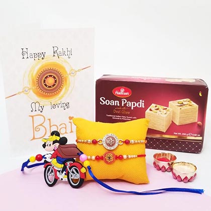 Mickey Rakhi Set with Soan Papdi 250gm