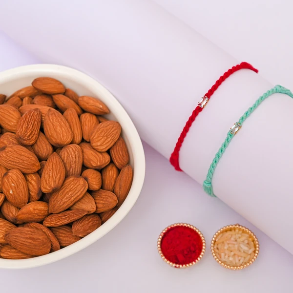Crystal Rakhi Duo with Premium Almonds