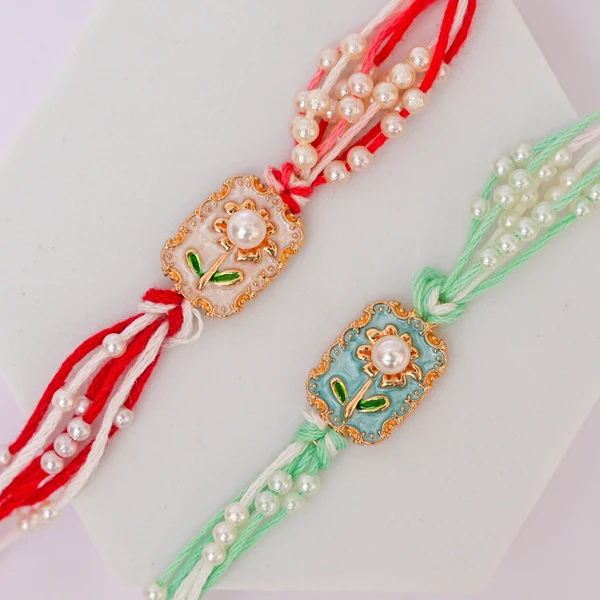 Floral Pearl Designer Rakhi Set of 2