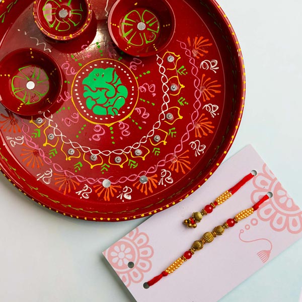 Gujarati Style Bhaiya Bhabhi Pair with Pooja Thali