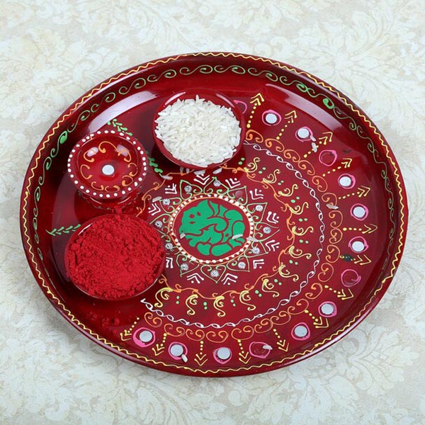 Gujarati Style Bhaiya Bhabhi Pair with Pooja Thali