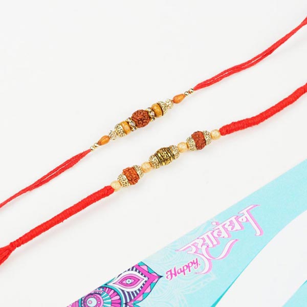 Set of 2 Antique Rudraksha Rakhis